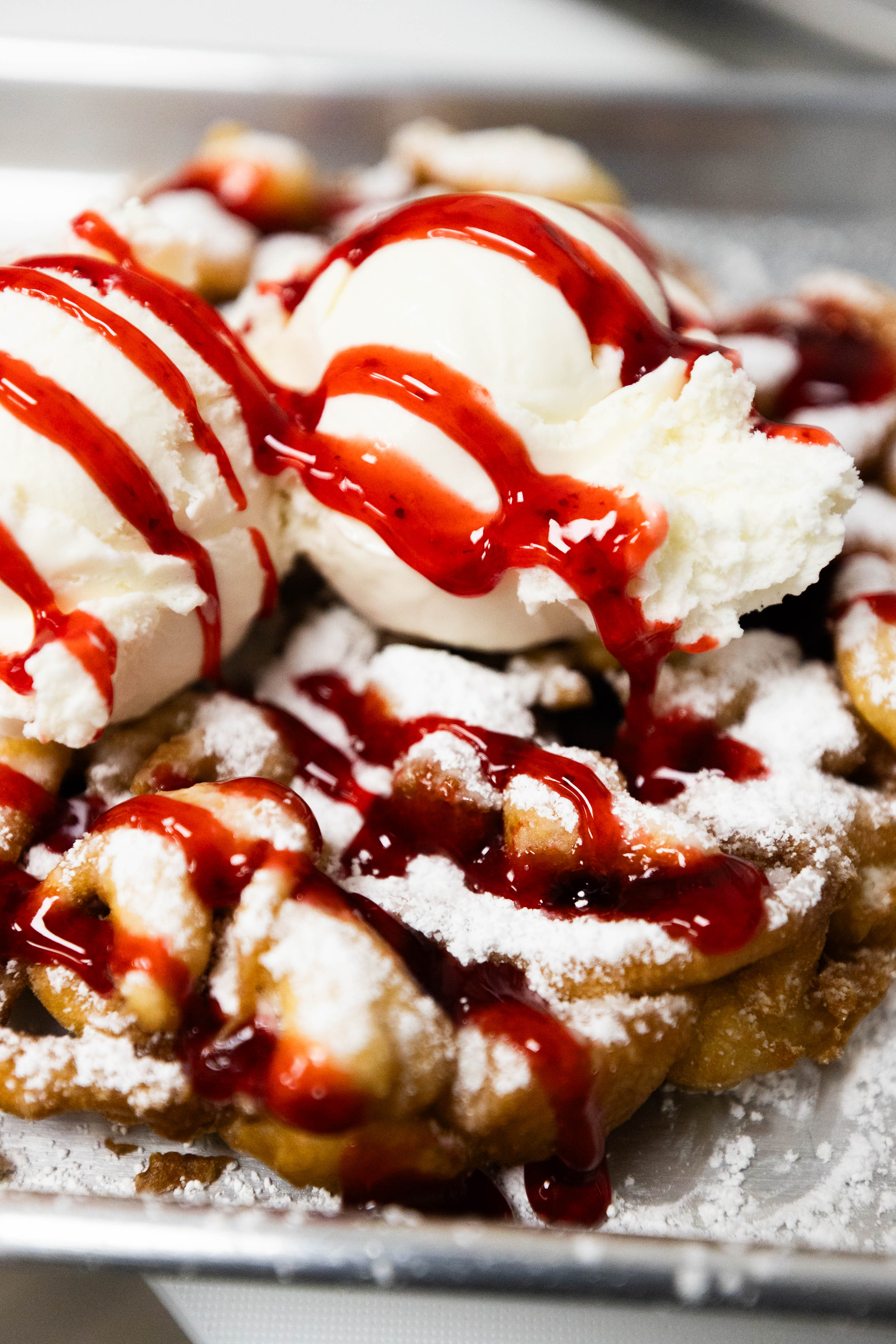 Sundae Funnel Cake with ice cream